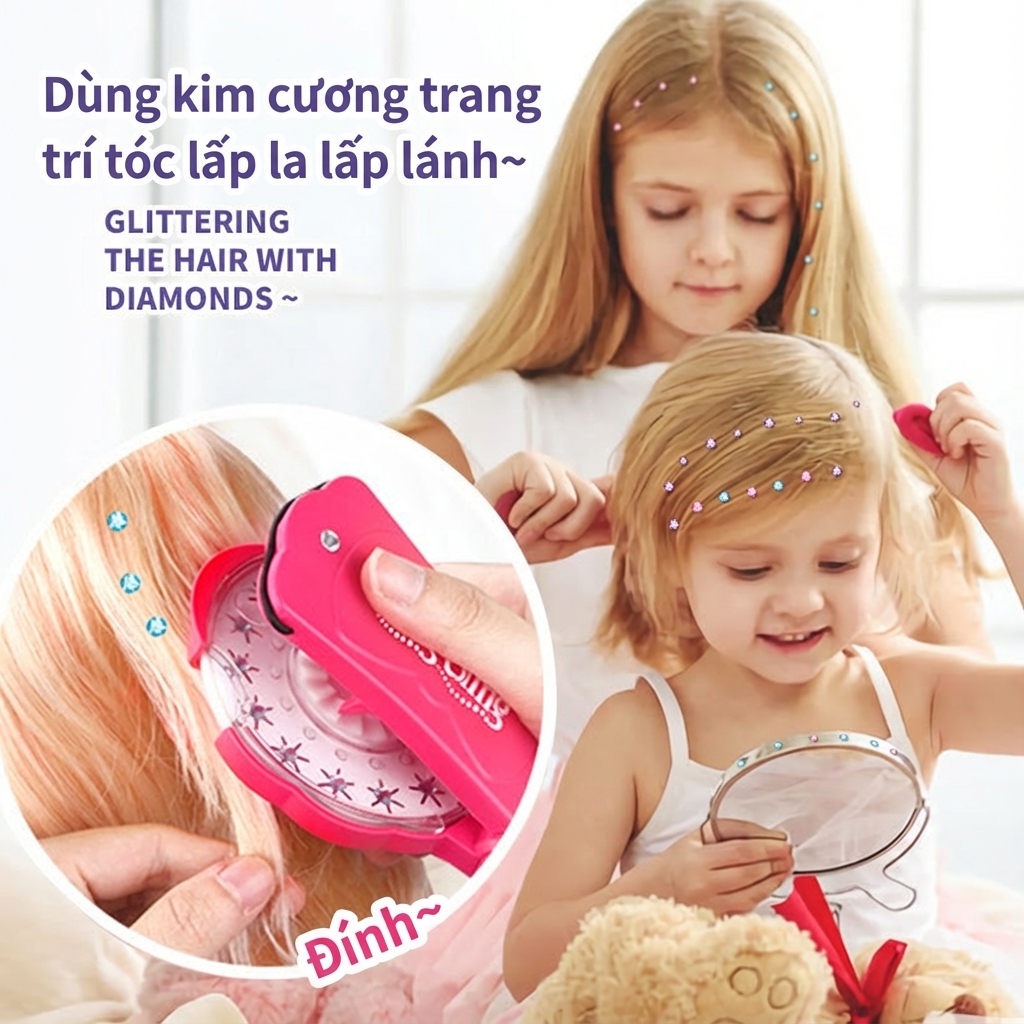 Đính đá trên tóc với dụng cụ trang trí tóc DIY, dán sticker tóc