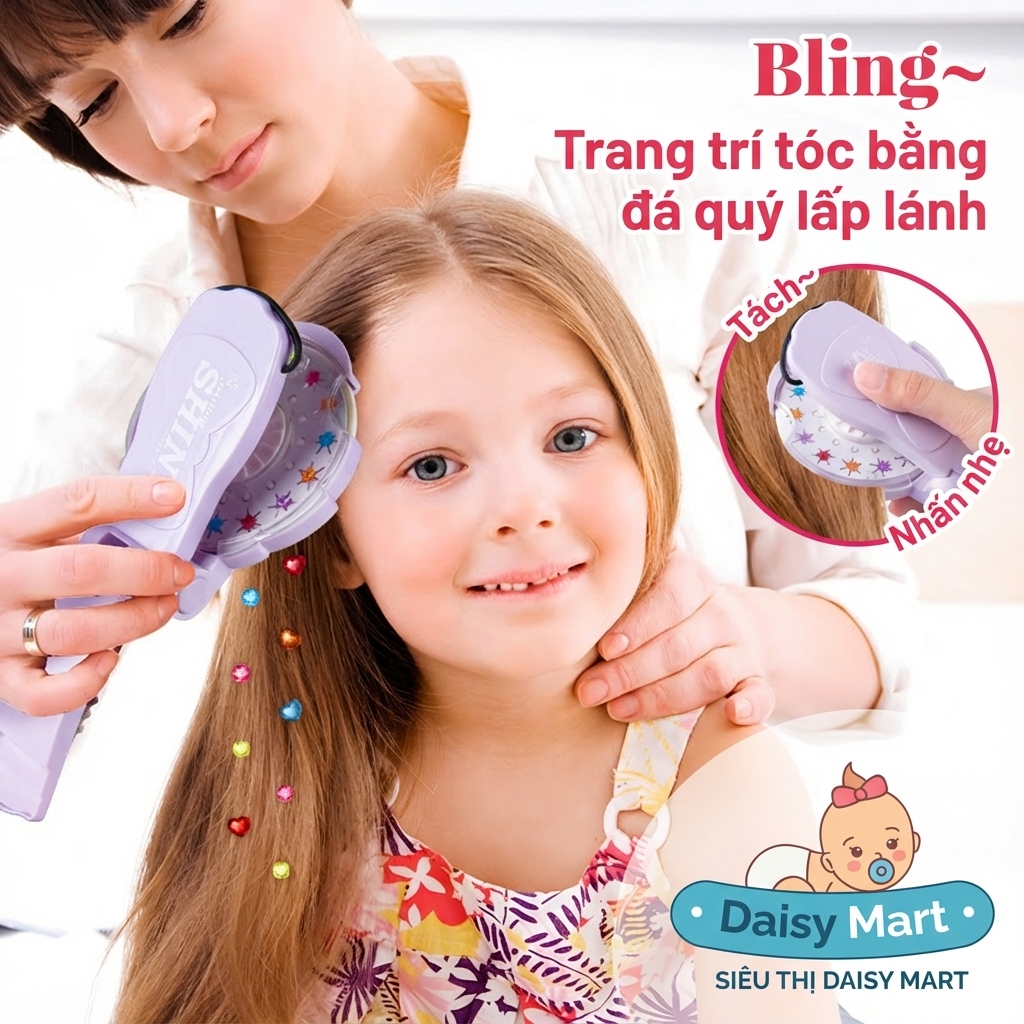 máy đính đá, ghim đính sticker trên tóc, máy ghim tóc, kẹp trang trí tóc (3) Dụng cú đính đá trang trí tóc