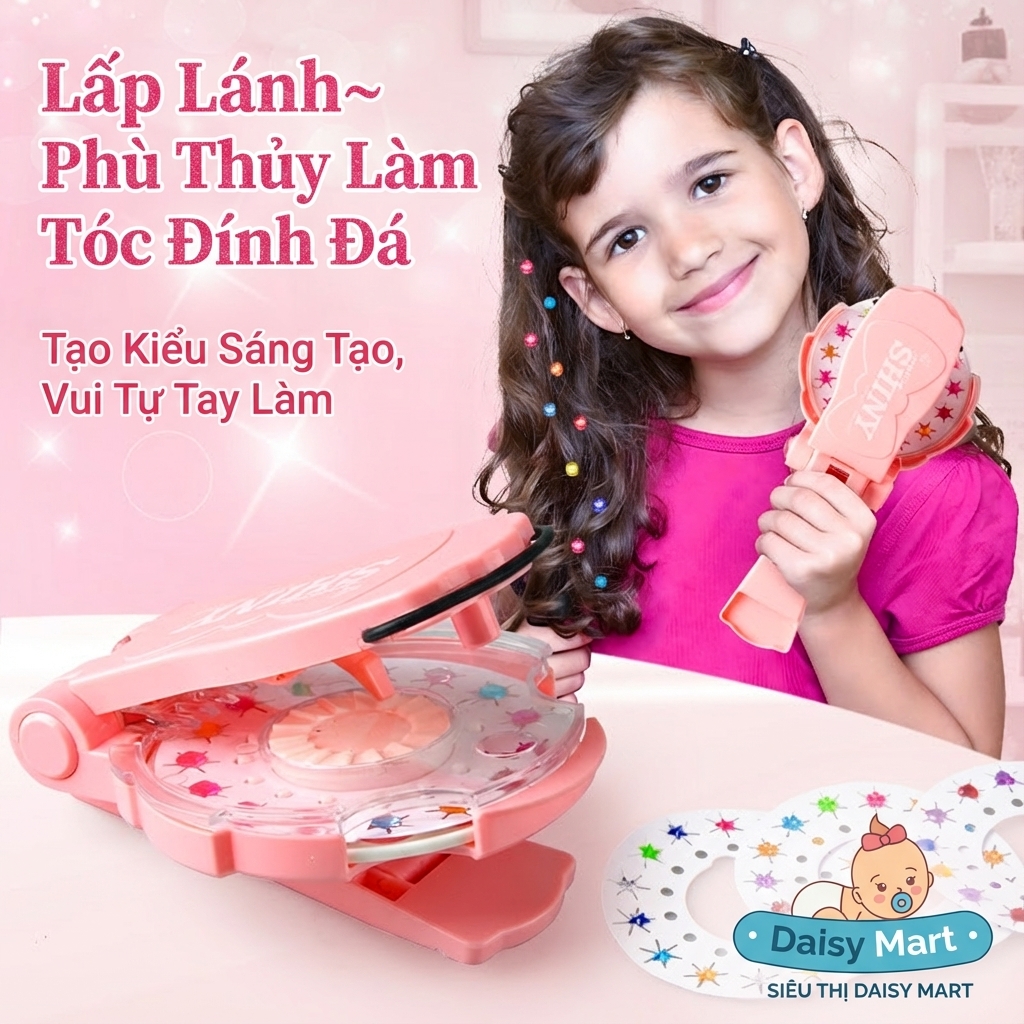 máy đính đá, ghim đính sticker trên tóc, máy ghim tóc, kẹp trang trí tóc (4) Lấp lánh cùng dugnj cụ đính đá trên tóc
