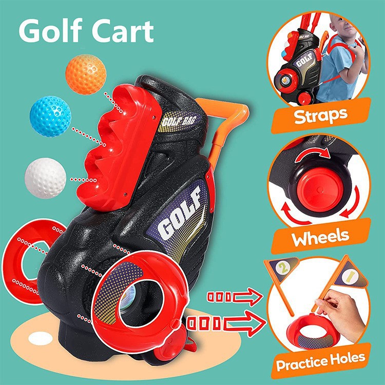 bộ đánh golf cao cấp dành cho trẻ em (16) Bộ đánh golf cao cấp dành cho trẻ em có thể đeo và kéo