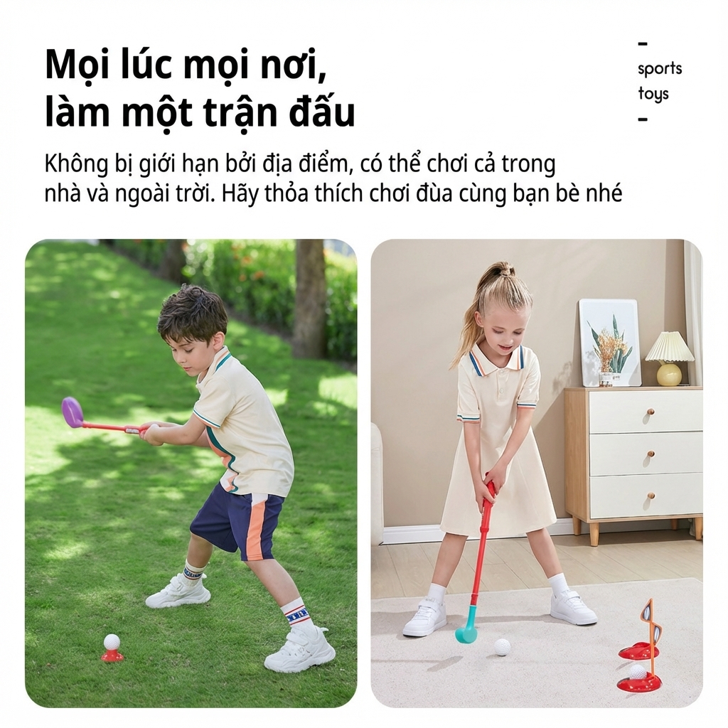Rèn luyện thể chất, khéo léo, tập trung ở trẻ bằng bộ đồ chơi đánh golf