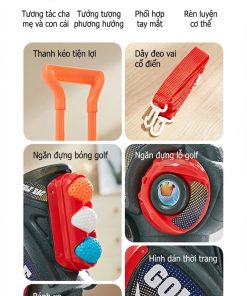 bộ đồ chơi đánh golf với đa dạng phụ kiện, dễ dàng điều chỉnh và mang theo
