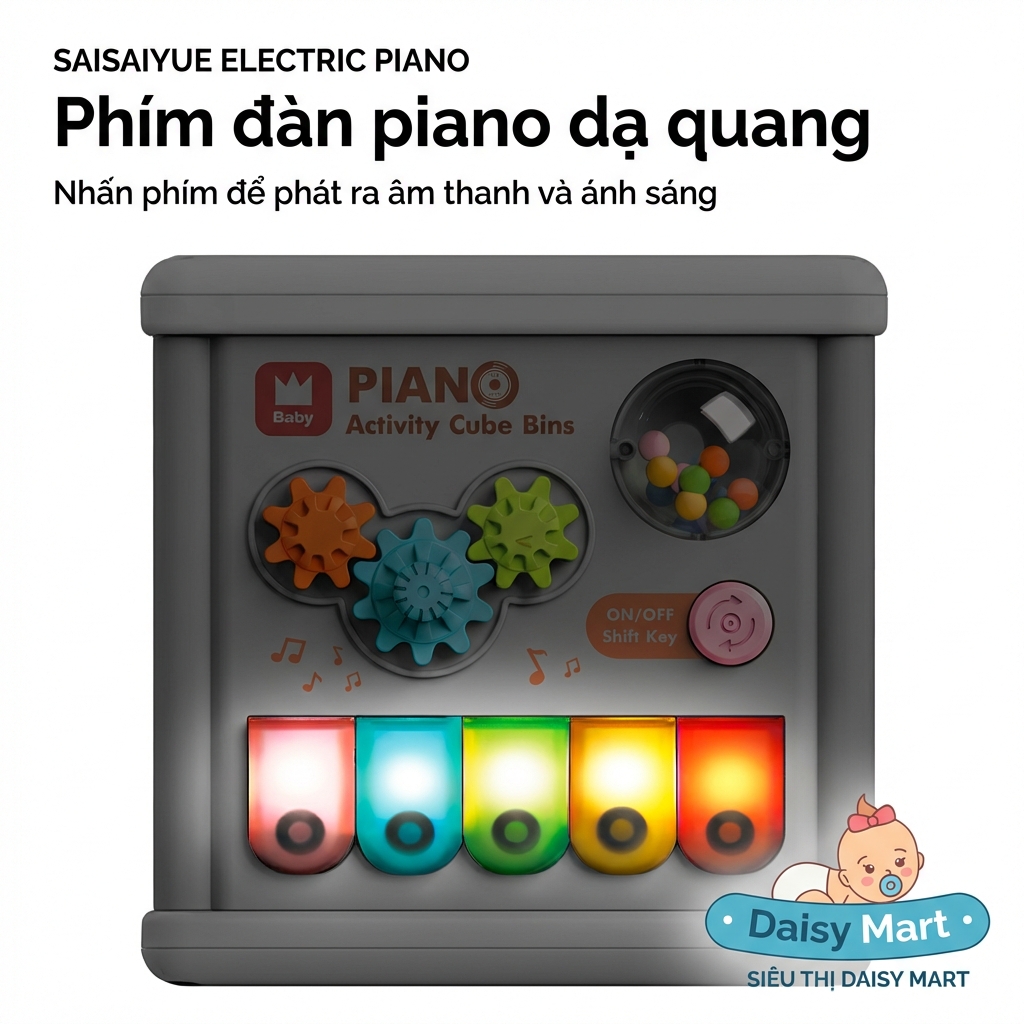 hộp đan dây piano, thả khối có đèn (2) Hộp Đan Dây Và Hộp Thả Khối Kèm Đàn Piano Phát Sáng 6in1: Khơi Dậy Tài Năng Và Sự Sáng Tạo Cho Bé Yêu