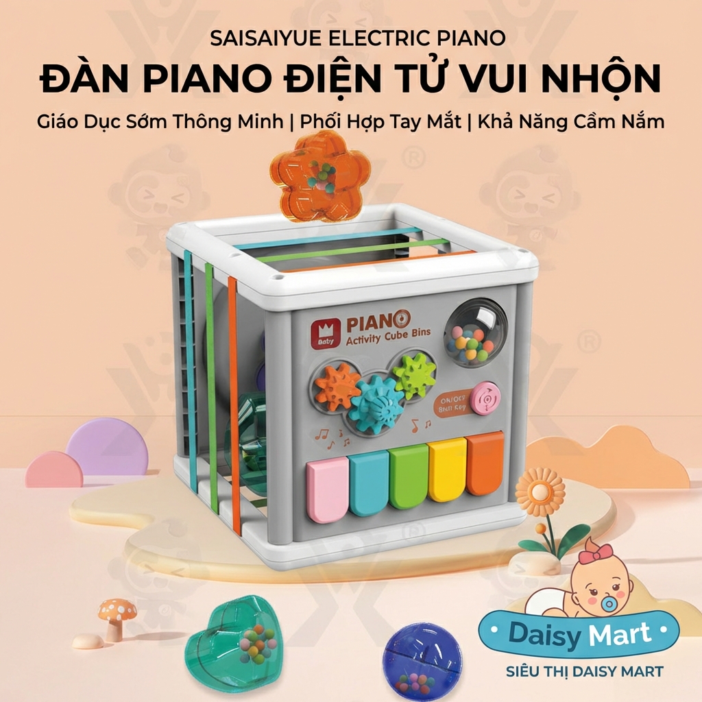 hộp đan dây piano, thả khối có đèn (5) Hộp Đan Dây Và Hộp Thả Khối Kèm Đàn Piano Phát Sáng 6in1: Khơi Dậy Tài Năng Và Sự Sáng Tạo Cho Bé Yêu