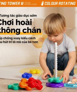 Tháp xoay xếp chồng 6 sắc cầu vồng hình thú – Đồ chơi thông minh kích thích sáng tạo cho bé
