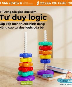 Tháp xoay xếp chồng 6 sắc cầu vồng hình thú – Đồ chơi thông minh kích thích sáng tạo cho bé