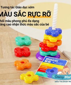 Tháp xoay xếp chồng 6 sắc cầu vồng hình thú – Đồ chơi thông minh kích thích sáng tạo cho bé