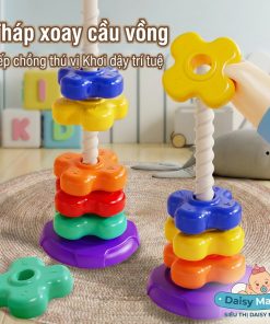 Tháp xoay xếp chồng 6 sắc cầu vồng hình thú – Đồ chơi thông minh kích thích sáng tạo cho bé