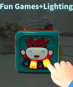 Hộp đồ chơi bận rộn bò sữa 6 trong 1, có nhạc và đèn cho trẻ em
