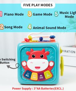 Hộp đồ chơi bận rộn bò sữa 6 trong 1, có nhạc và đèn cho trẻ em