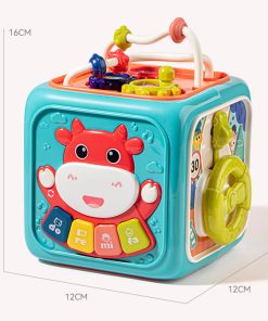Hộp đồ chơi bận rộn bò sữa 6 trong 1, có nhạc và đèn cho trẻ em