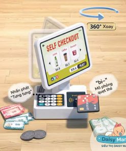 Bộ Đồ Chơi Máy Tính Tiền Siêu Thị và Máy Pha Cà Phê, Đồ Uống Cho Bé