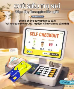 Bộ Đồ Chơi Máy Tính Tiền Siêu Thị và Máy Pha Cà Phê, Đồ Uống Cho Bé