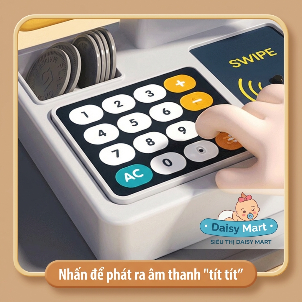 đồ chơi máy tính tiền siêu thị, máy pha cà phê, tủ lạnh (4) Bộ Đồ Chơi Máy Tính Tiền Siêu Thị và Máy Pha Cà Phê, Đồ Uống Cho Bé
