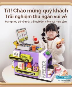 Bộ Đồ Chơi Máy Tính Tiền Siêu Thị và Máy Pha Cà Phê, Đồ Uống Cho Bé