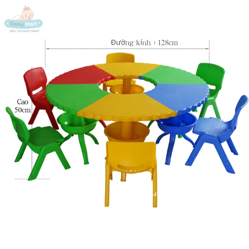 bàn nhựa chơi đất nặn, lắp ghép, bàn nhựa khu vui chơi có khay để đồ (3)
