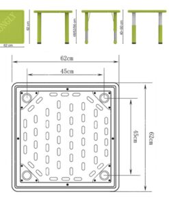 thông tin bàn nhựa vuông 60 x 60 cm chân sắt sơn tĩnh điện