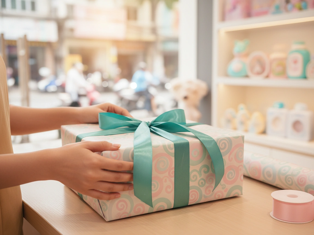 Nhân viên Daisy Mart gói quà tặng cẩn thận