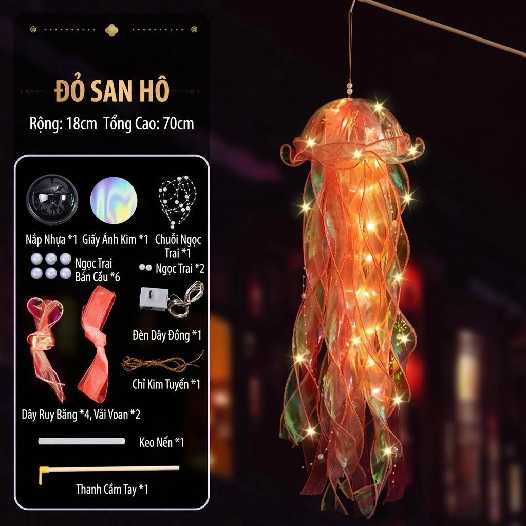 Đèn lồng trung thu con sứa, đèn trung thu hình sứa nhấp nháy đặc biệt có thể trang trí